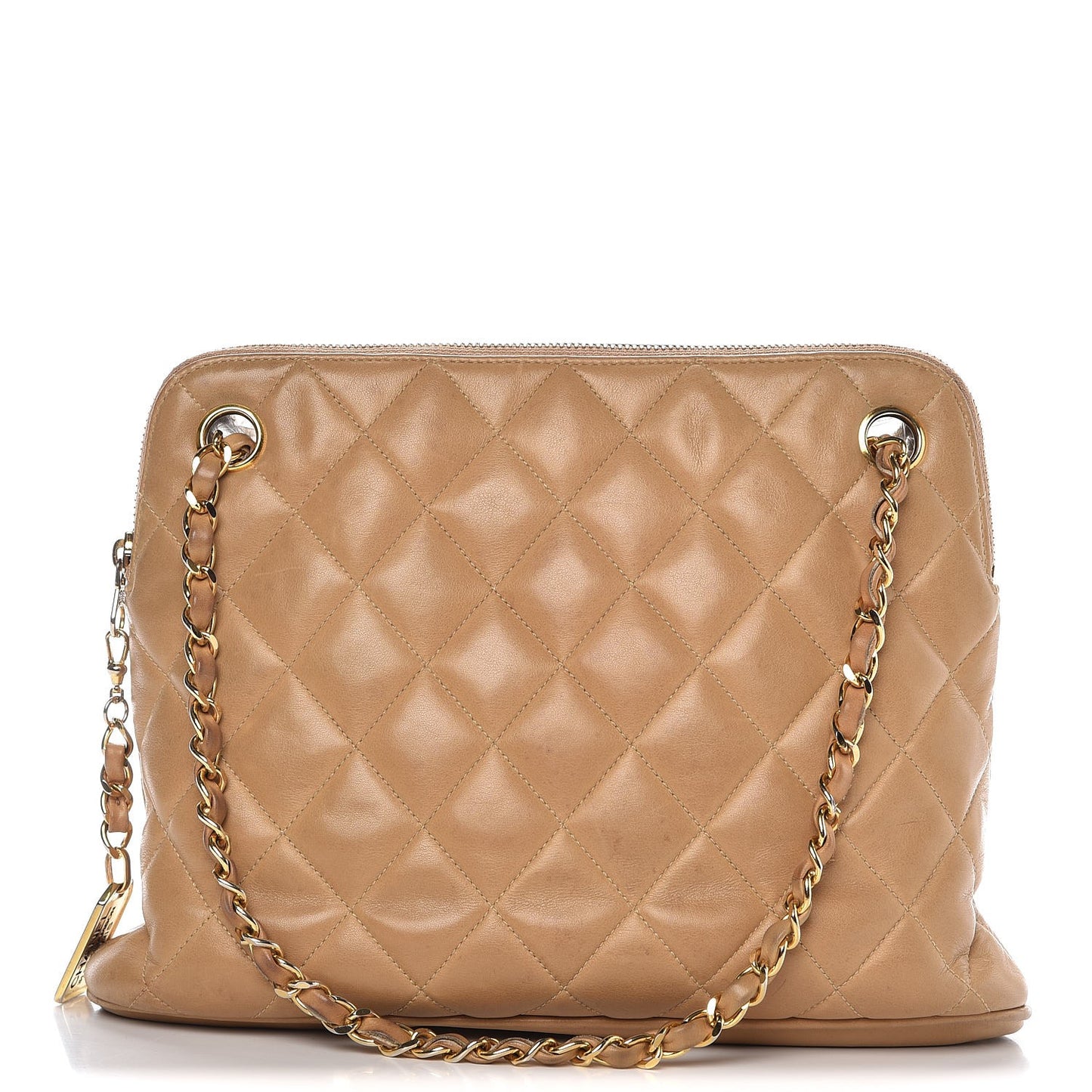 Lambskin Quilted Shoulder Bag Beige