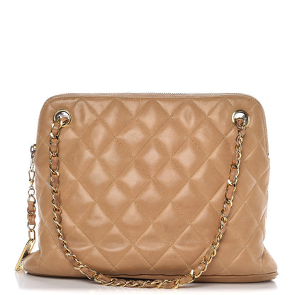 Chanel Lambskin Quilted Shoulder Bag Beige 1 of 21