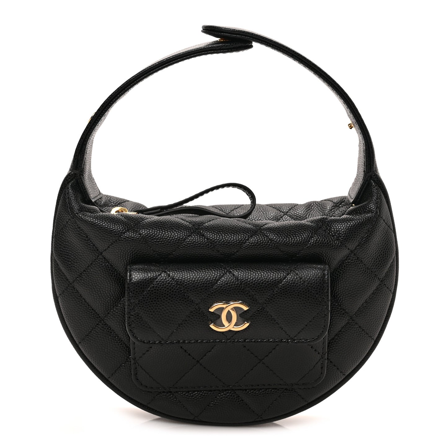 Caviar Quilted Polly Pocket Pouch Hobo Black