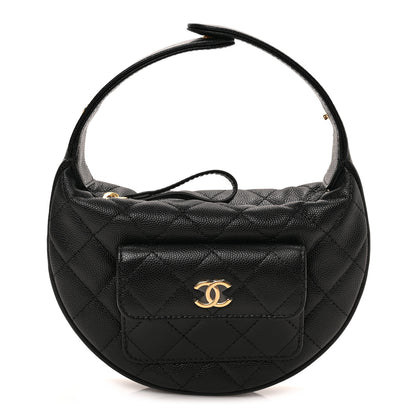 Chanel Caviar Quilted Polly Pocket Pouch Hobo Black 1 of 9