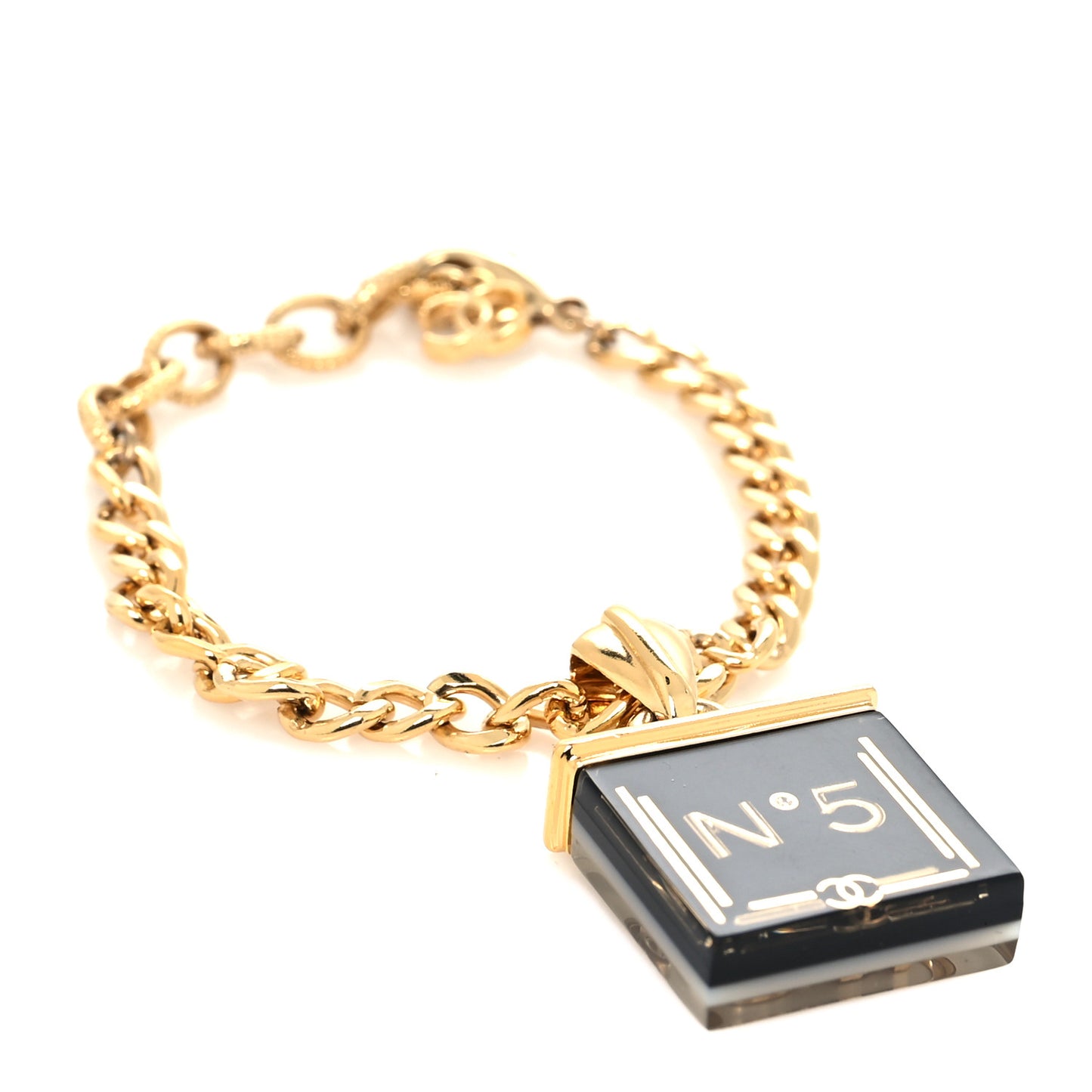 Metal Resin Crystal No 5 Bracelet Gold Black White