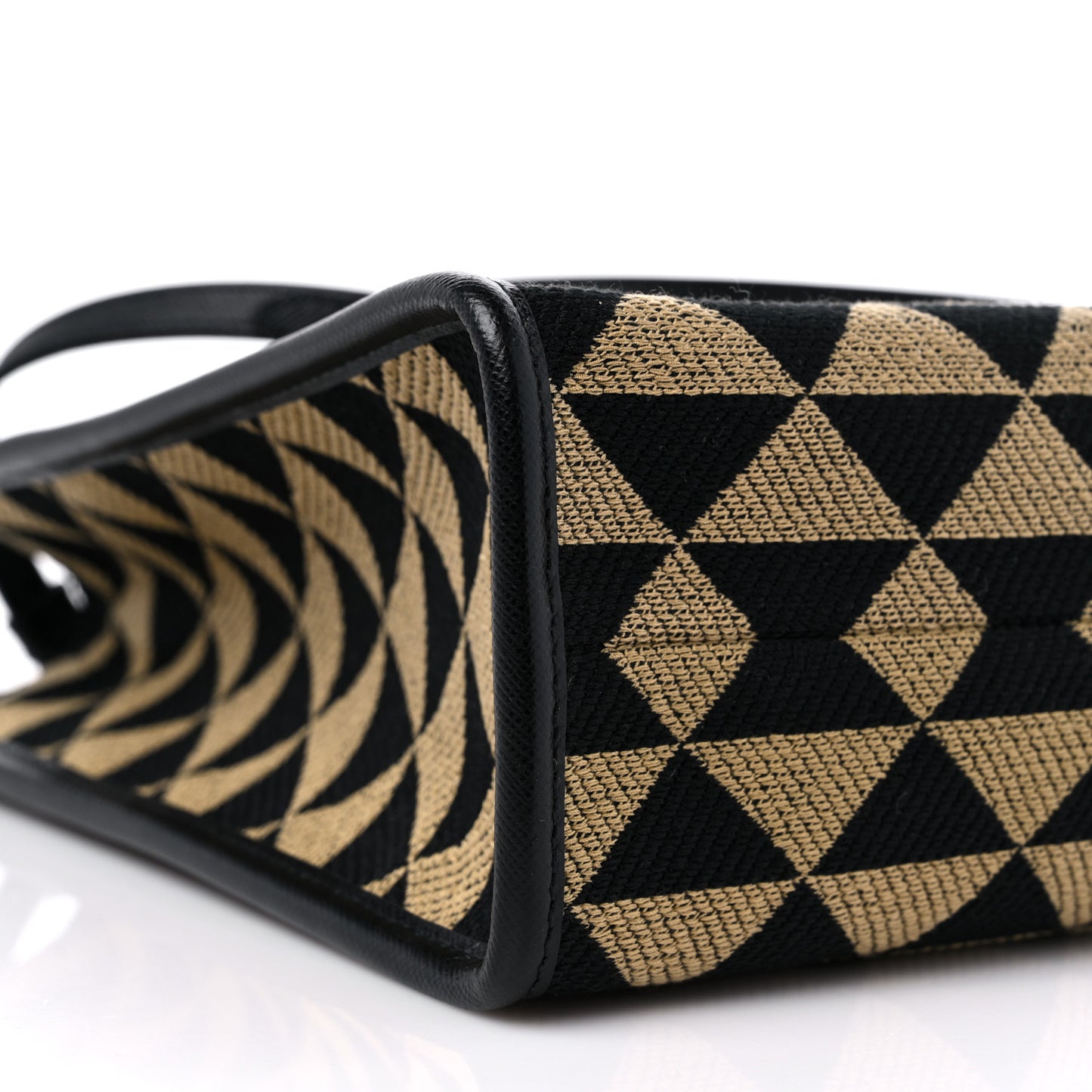 Jacquard Saffiano Triangolo Symbole Embroidered Small Tote Black Corda