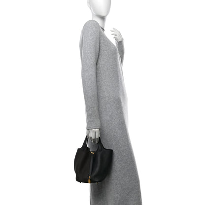 Hermes Taurillon Clemence Casaque Picotin Lock 18 PM Black Ebene Trench 2 of 10