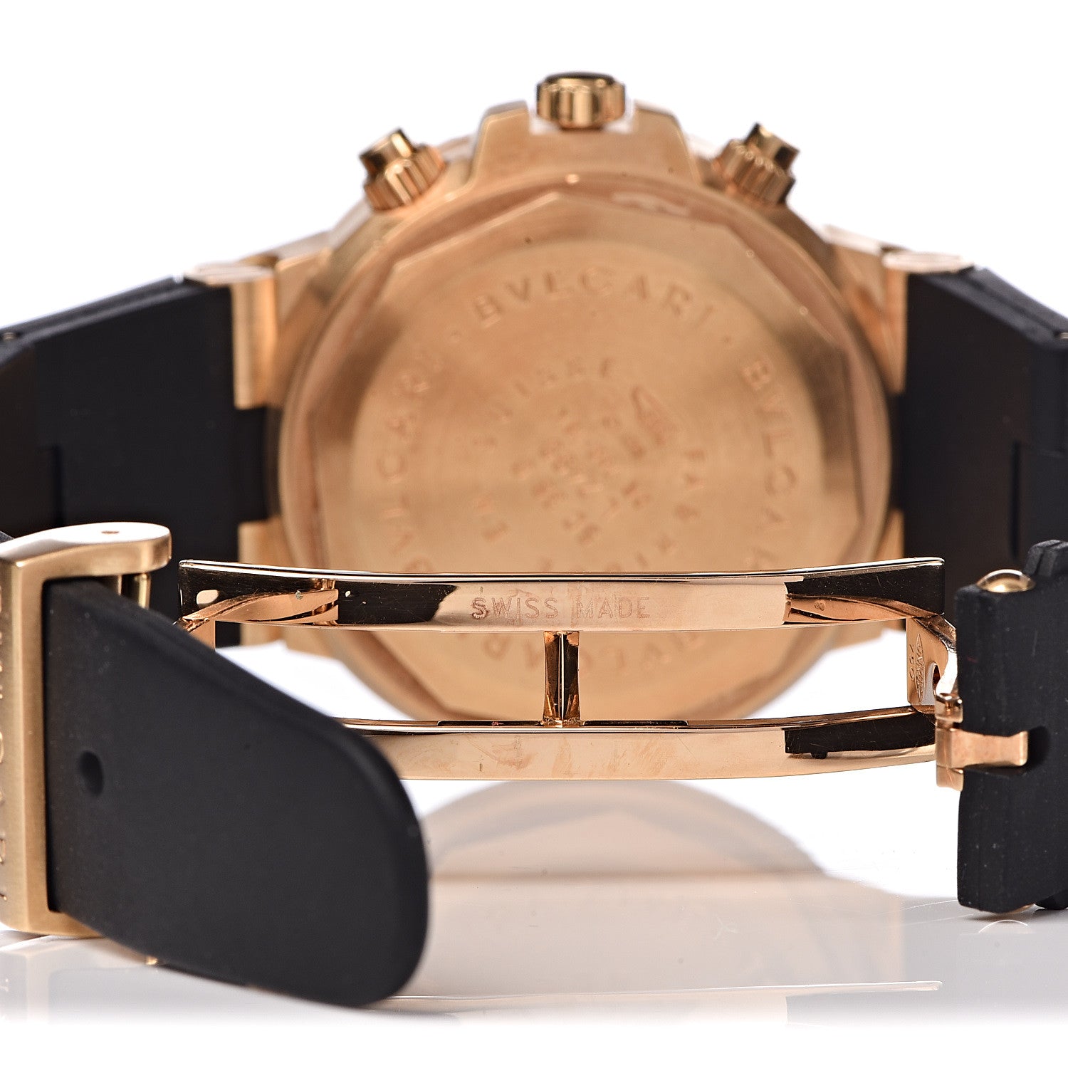 Bulgari 18K Yellow Gold Rubber 38mm Diagono Scuba Chronometer Automatic Watch Black 5 of 7