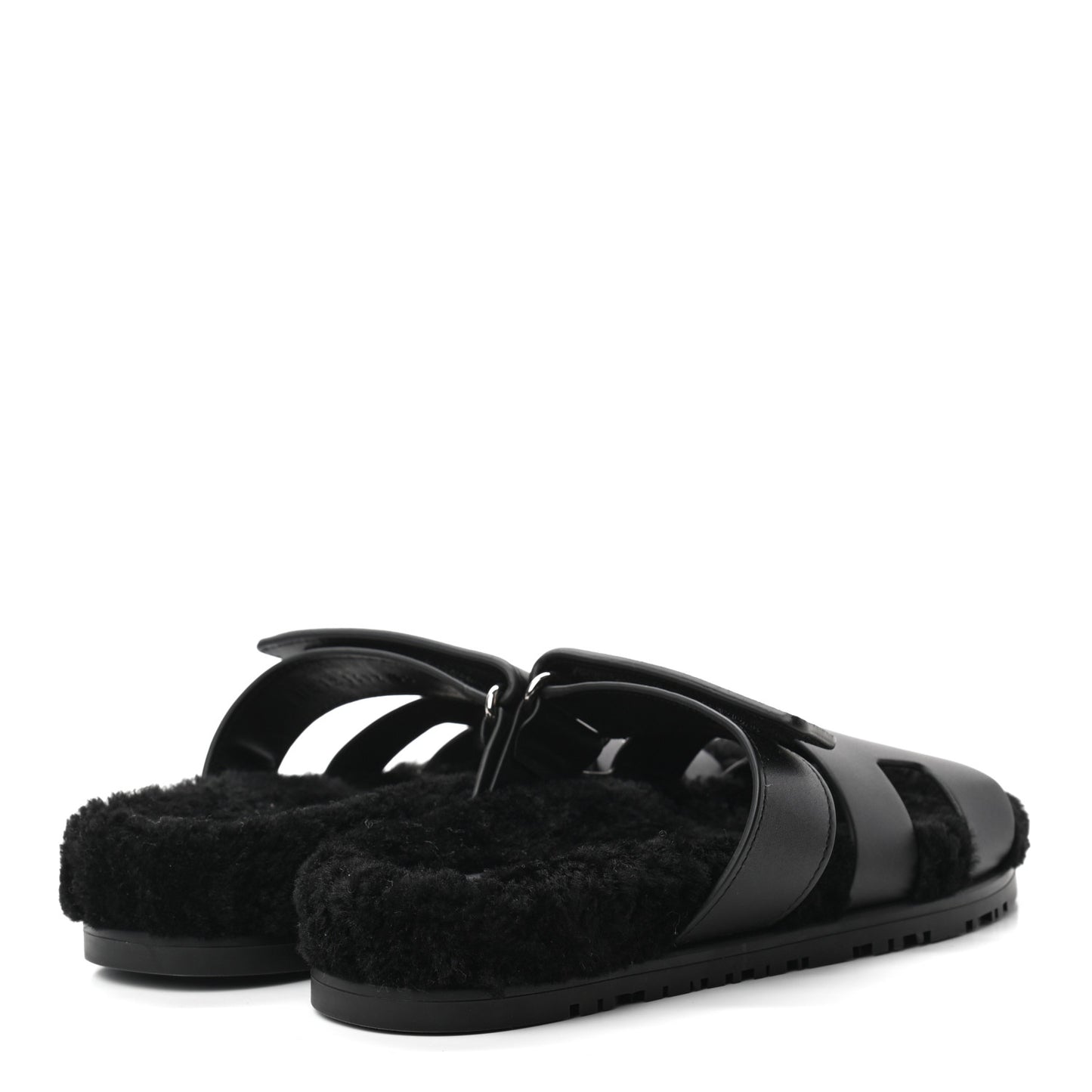 Calfskin Woolskin Womens Chypre Sandals 36 Black