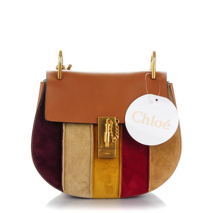 Chloe Suede Calfskin Patchwork Medium Drew Shoulder Bag Caramel 1 of 7
