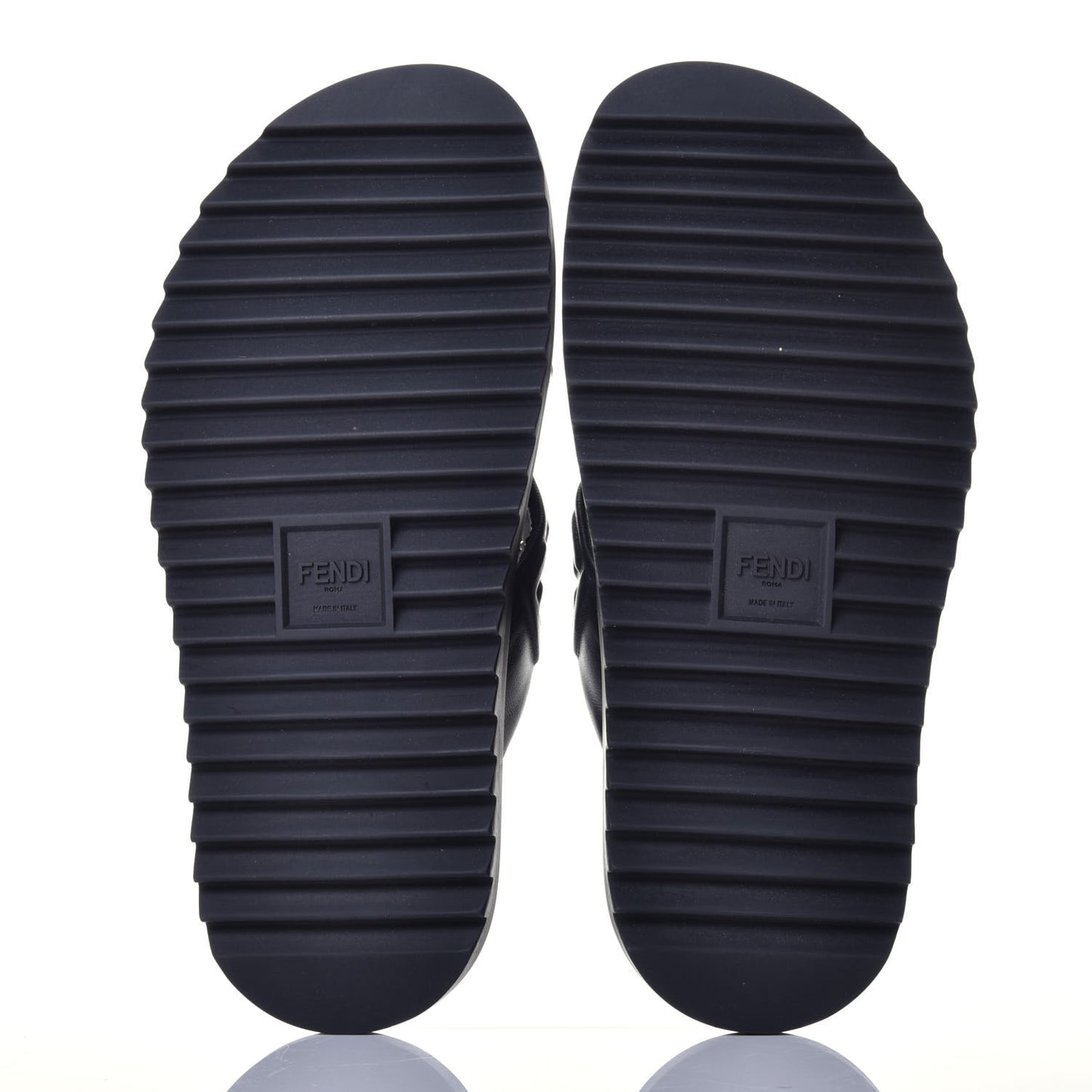 Nappa FF Embossed Mens Criss Cross Slide Sandals 6 Black
