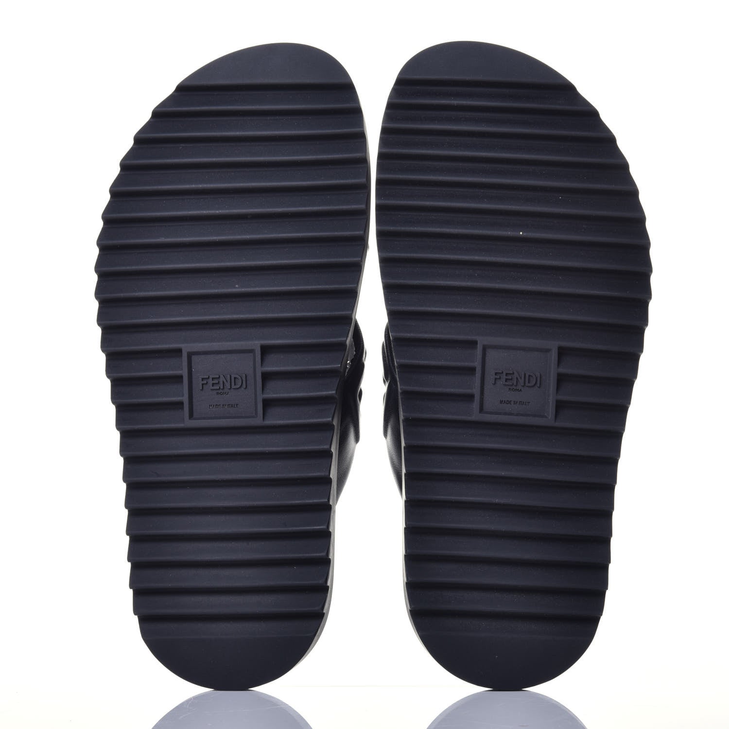Fendi Nappa FF Embossed Mens Criss Cross Slide Sandals 6 Black 5 of 10