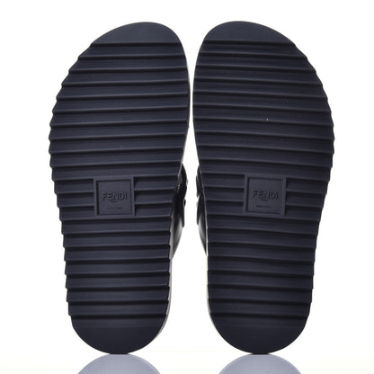Fendi Nappa FF Embossed Mens Criss Cross Slide Sandals 6 Black 5 of 10
