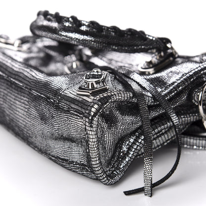 Balenciaga Metallic Calfskin Lizard Embossed Silver Metallic Edge Hardware Nano City Silver 6 of 9