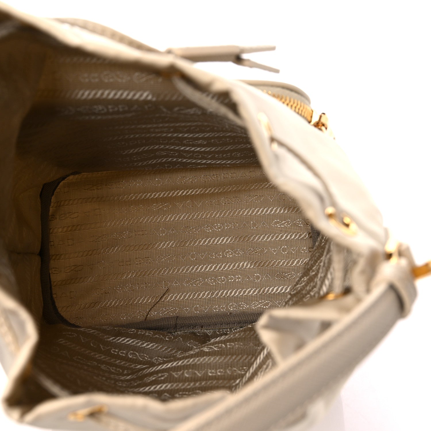Prada Re-Nylon Saffiano Duet Bucket Crossbody Bag Deserto 5 of 11
