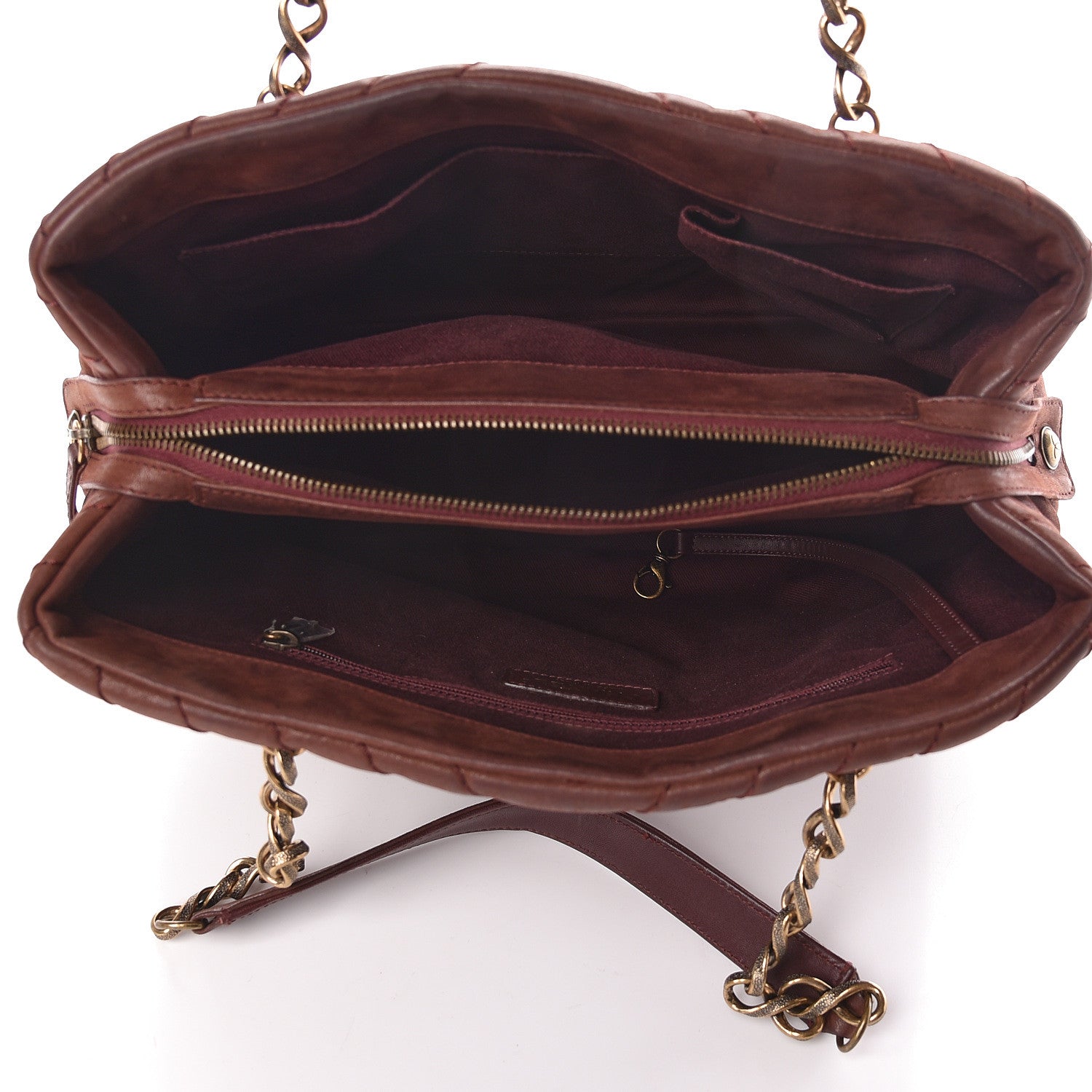 Chanel Iridescent Calfskin Chevron Quilted Surpique Tote Burgundy 5 of 17