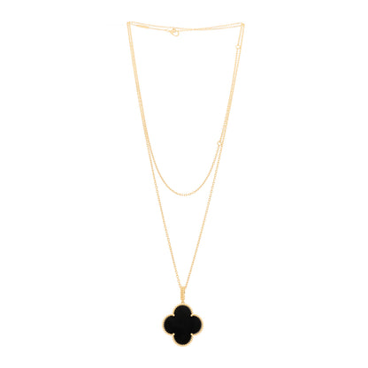 Van Cleef & Arpels 18K Yellow Gold Black Onyx Magic Alhambra Pendant Necklace 3 of 5
