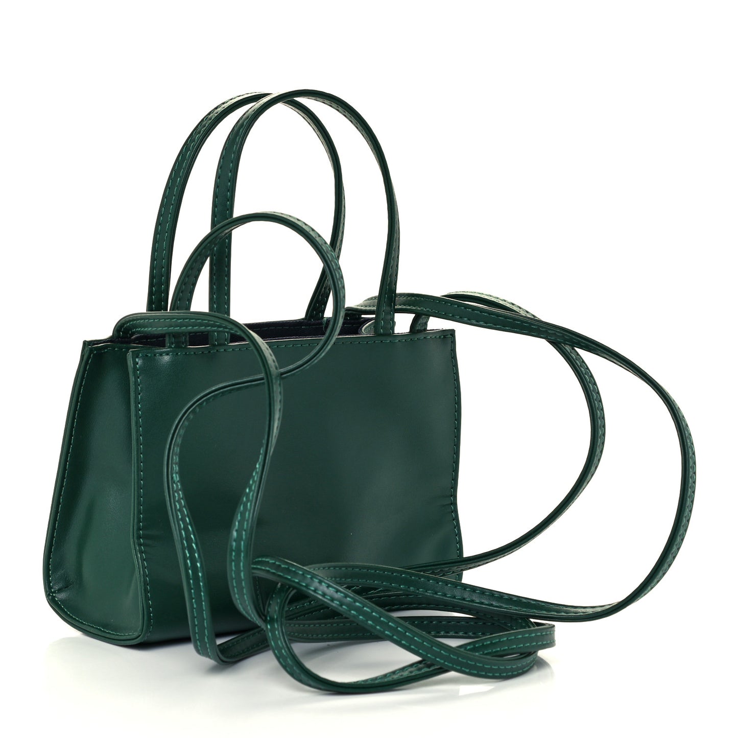 Vegan Leather Small Shopping Bag Dark Olive