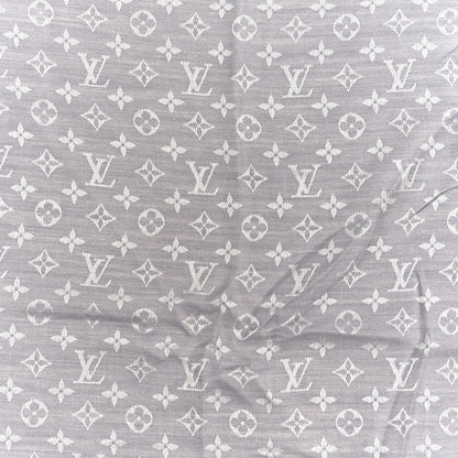 Louis Vuitton Wool Silk Monogram Denim Shawl Pearl Grey 2 of 3