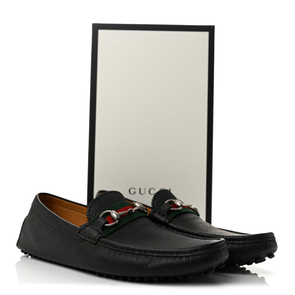 Road Calfskin Web Mens Horsebit Driver Loafers 10 Black