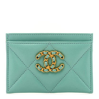 Chanel Shiny Goatskin Quilted 19 Card Holder Light Blue 1 of 9