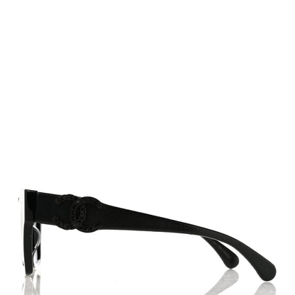 Chanel Acetate Square Cat Eye CC Sunglasses 5456 Black 3 of 8