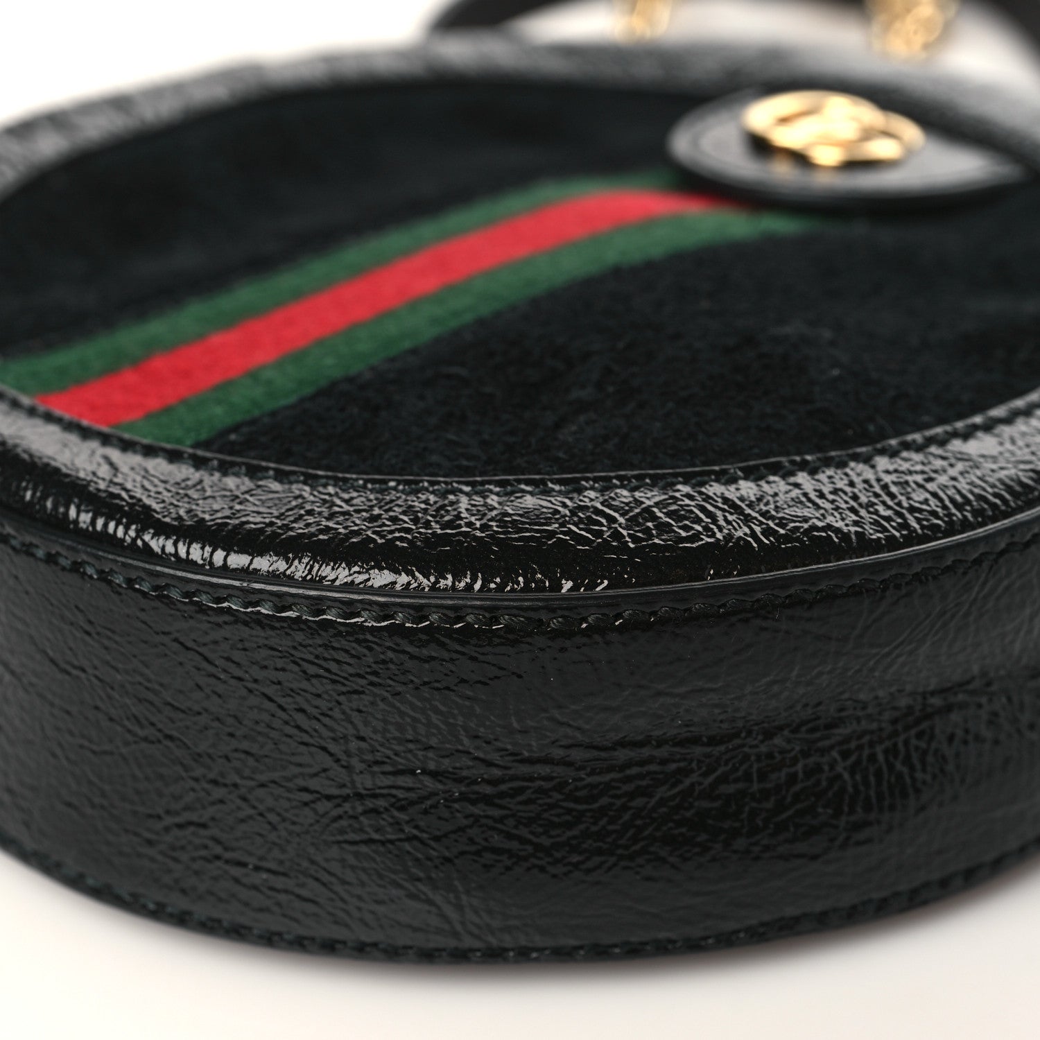 Gucci Suede Patent Web Mini Ophidia Round Shoulder Bag Black 9 of 9