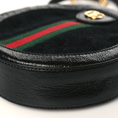 Gucci Suede Patent Web Mini Ophidia Round Shoulder Bag Black 9 of 9