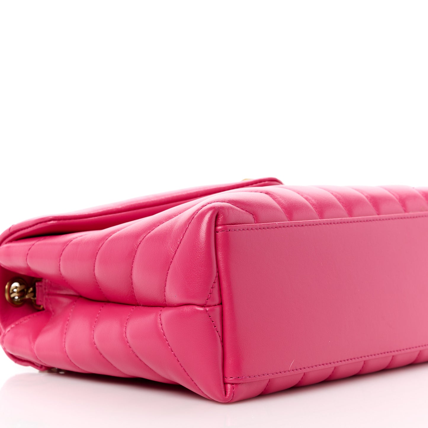 SAINT LAURENT Calfskin Y Quilted Monogram Small Loulou Chain Satchel Fresh Fuchsia