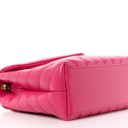 Saint Laurent SAINT LAURENT Calfskin Y Quilted Monogram Small Loulou Chain Satchel Fresh Fuchsia 10 of 11