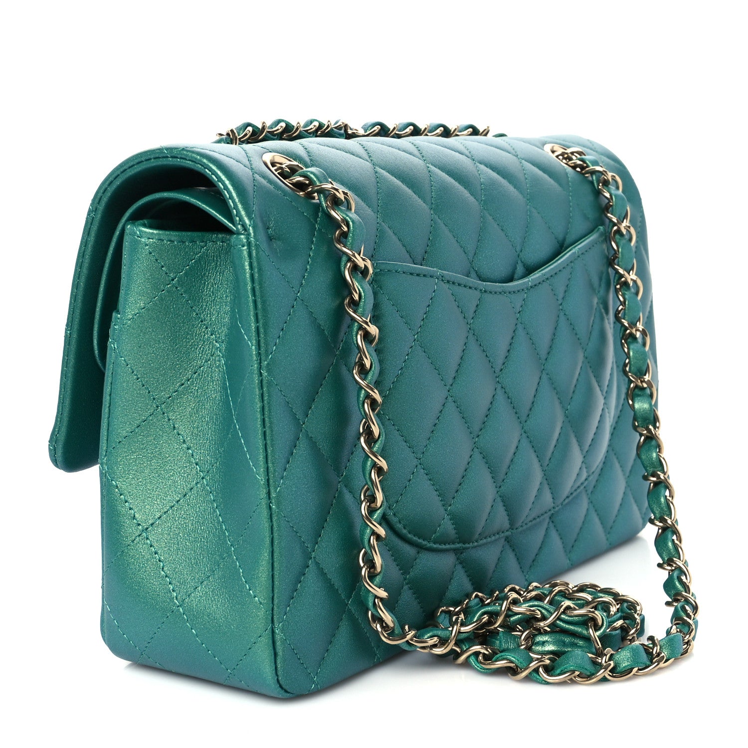 Chanel Iridescent Caviar Quilted Medium Double Flap Green 3 of 12