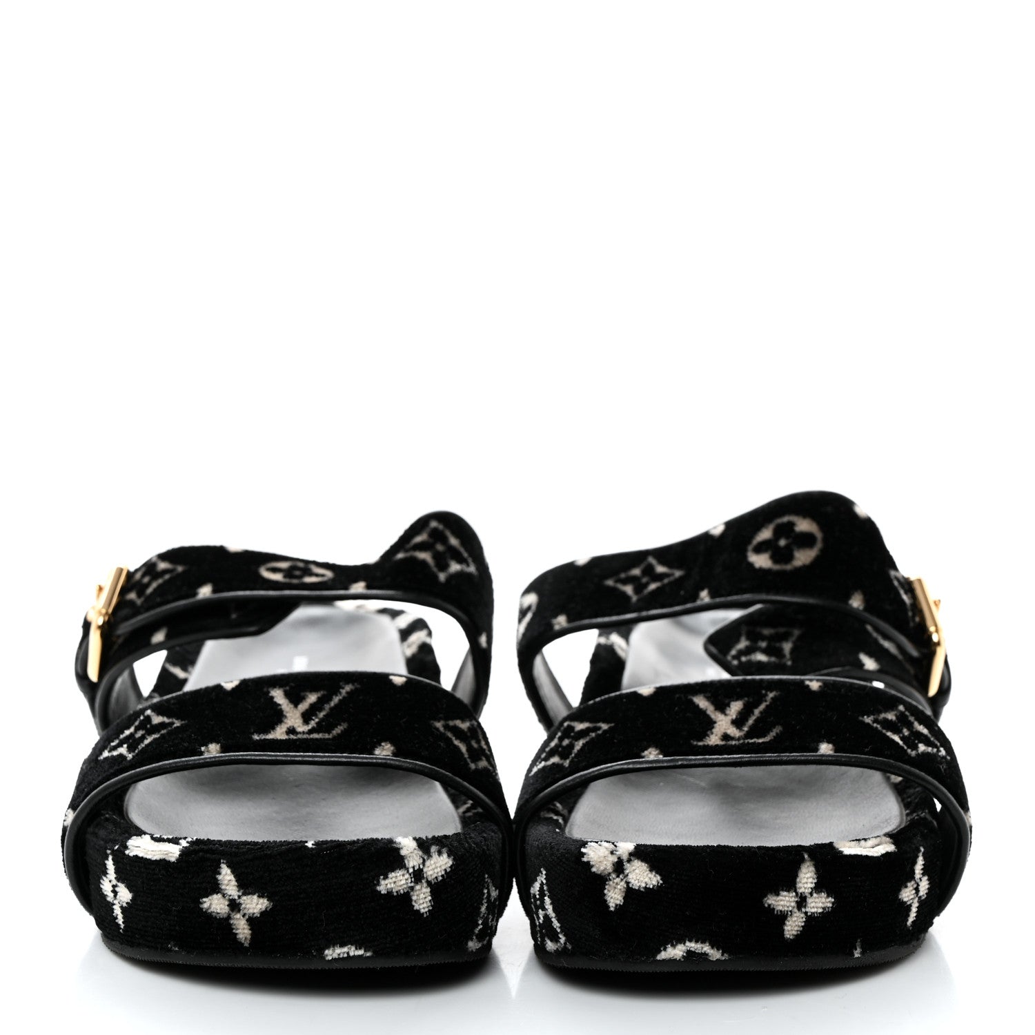 Louis Vuitton Velvet Monogram Jumbo Flatform Mule Sandals 37 Black White 2 of 9