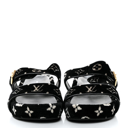 Louis Vuitton Velvet Monogram Jumbo Flatform Mule Sandals 37 Black White 2 of 9