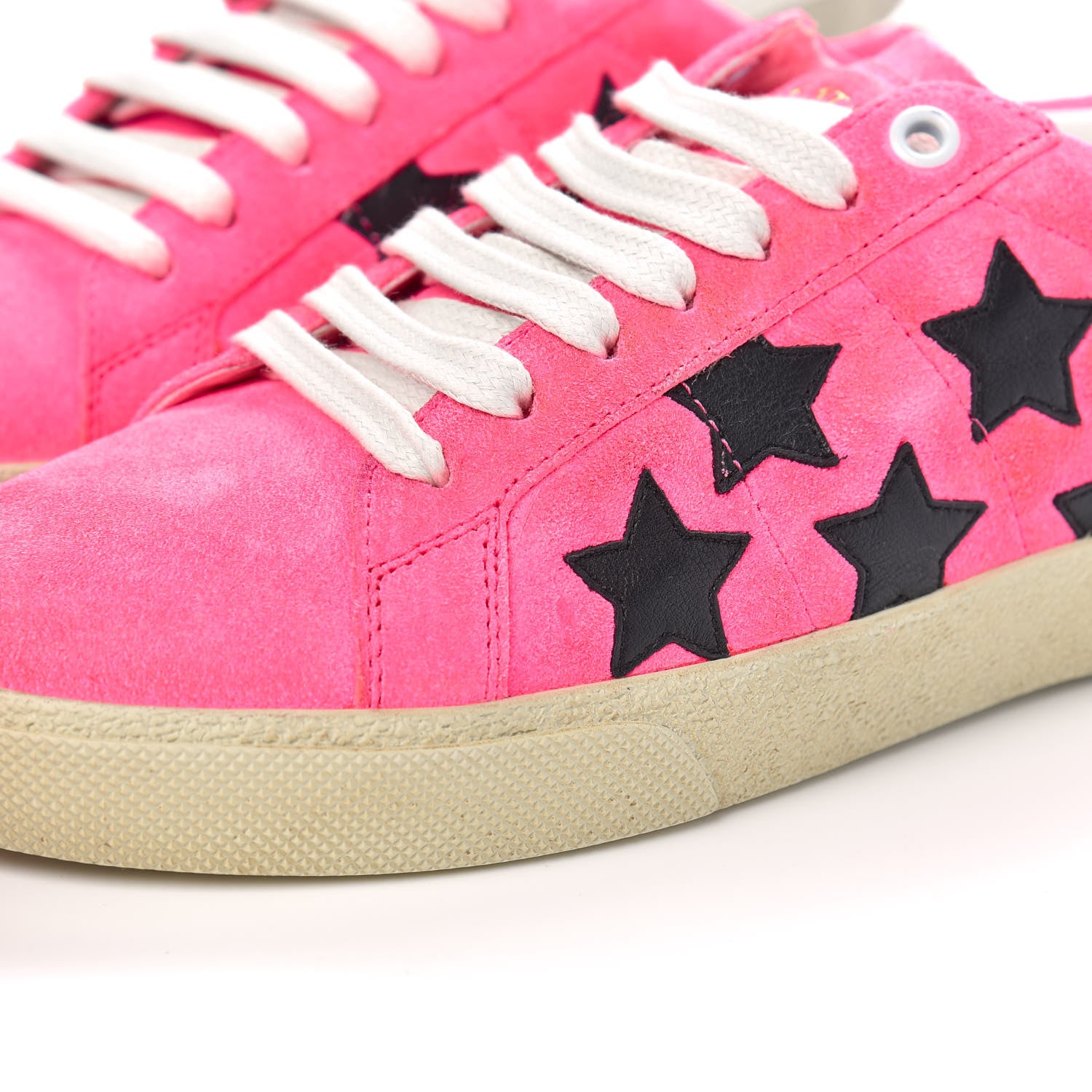 Saint Laurent Suede Star Court Sneakers 37 Pink Black 8 of 9