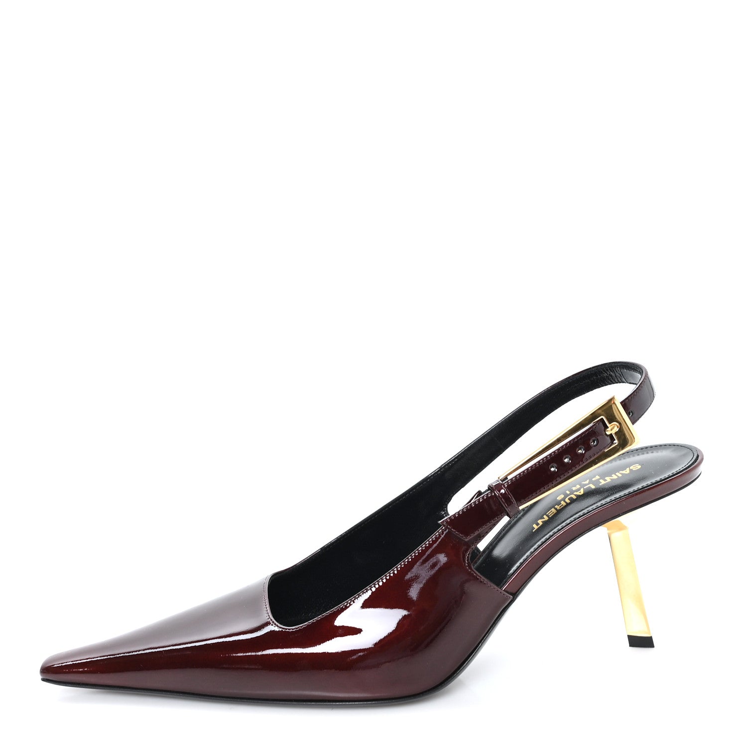 Saint Laurent Vernice Gloss Lee 110 Slingback Pumps 39 Marron Glacé 1 of 11