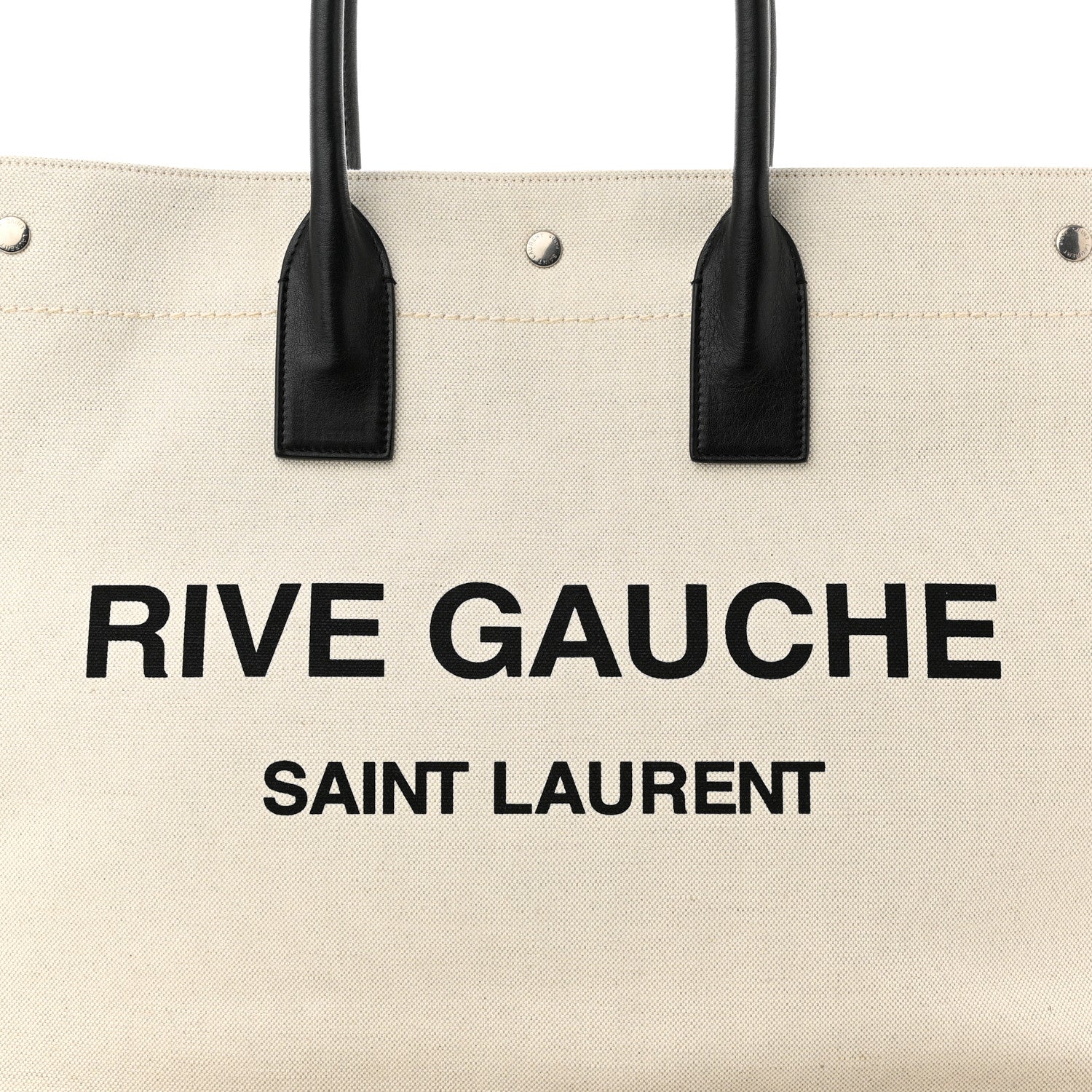 Saint Laurent Linen Calfskin Rive Gauche Tote Optic White 8 of 10