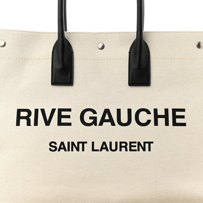 Saint Laurent Linen Calfskin Rive Gauche Tote Optic White 8 of 10