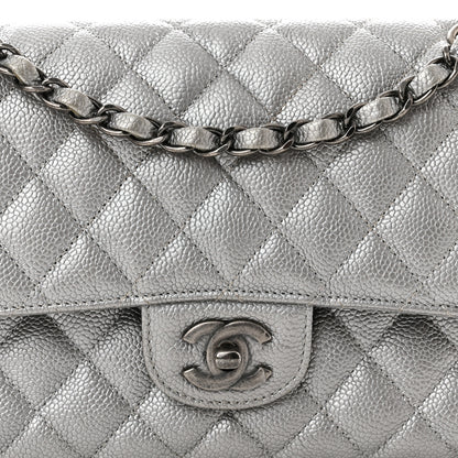 Chanel Metallic Caviar Quilted Medium Double Flap Silver 8 of 10