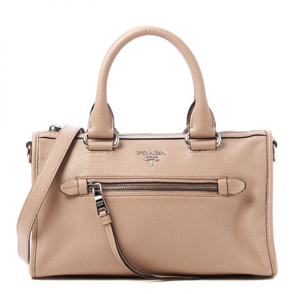 Prada Vitello Phenix Top Handle Shopping Satchel Cammeo 1 of 8