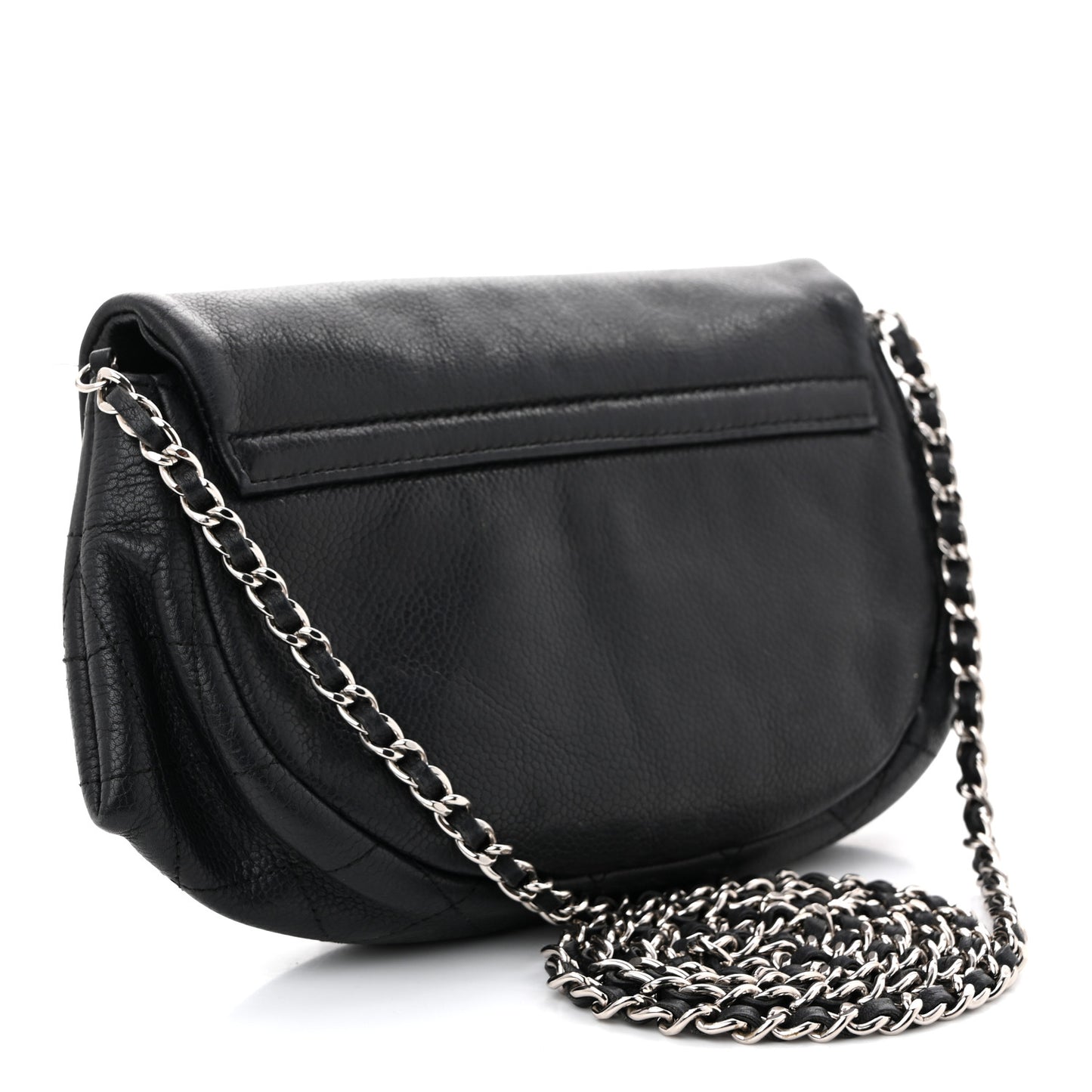 Lambskin Half Moon Wallet On Chain WOC Black