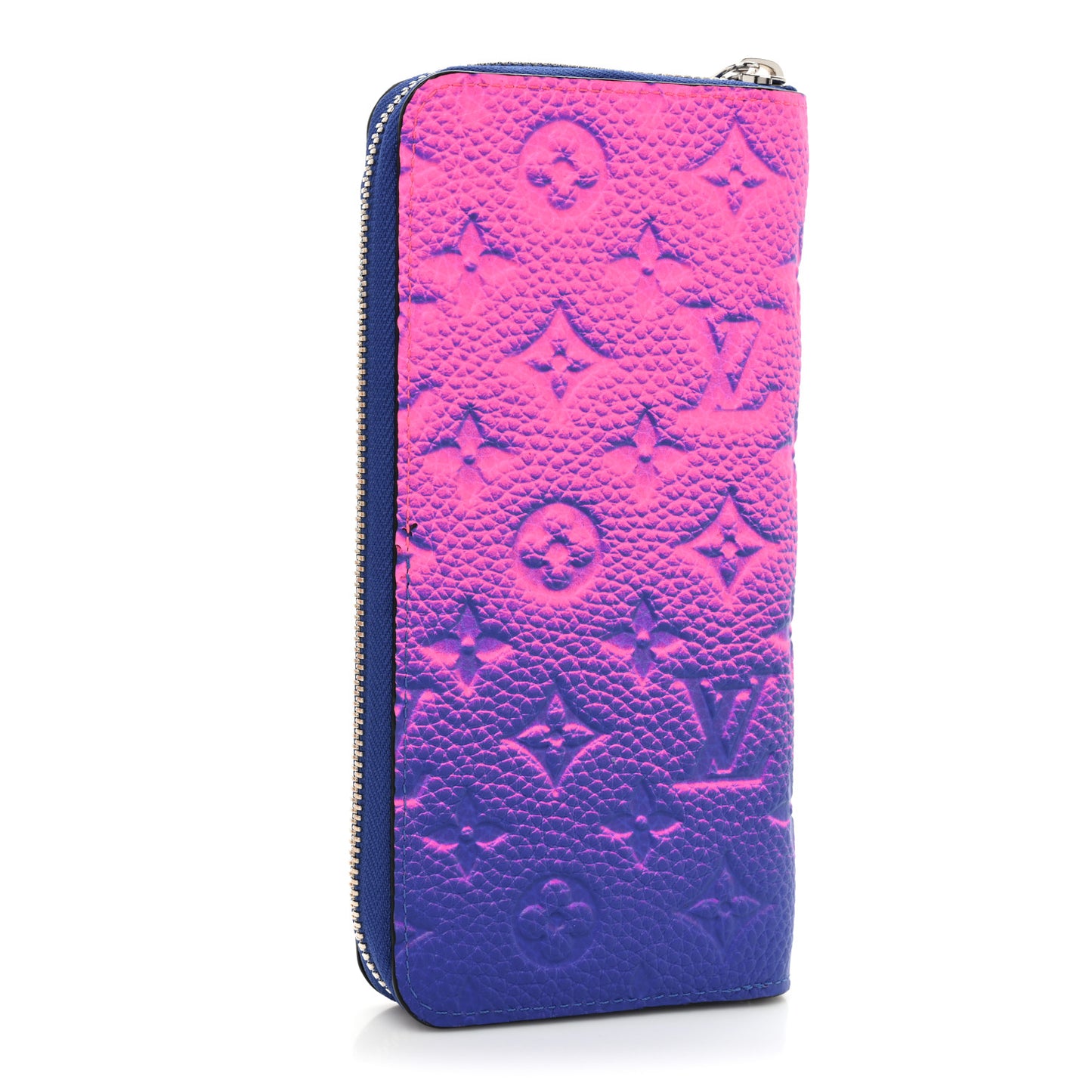 Taurillon Illusion Zippy Vertical Wallet Bleu Rose