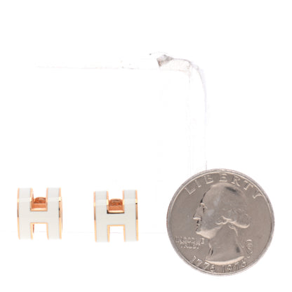Hermes Gold Lacquered Mini Pop H Earrings White 2 of 6