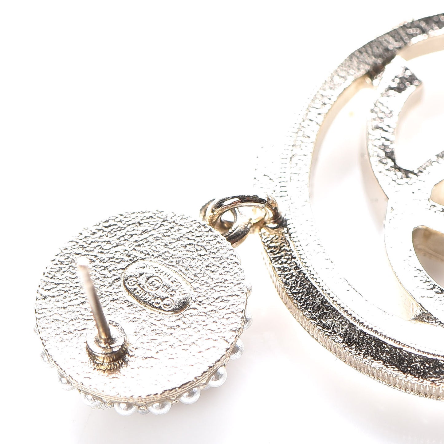 Pearl CC Drop Earrings Light Gold
