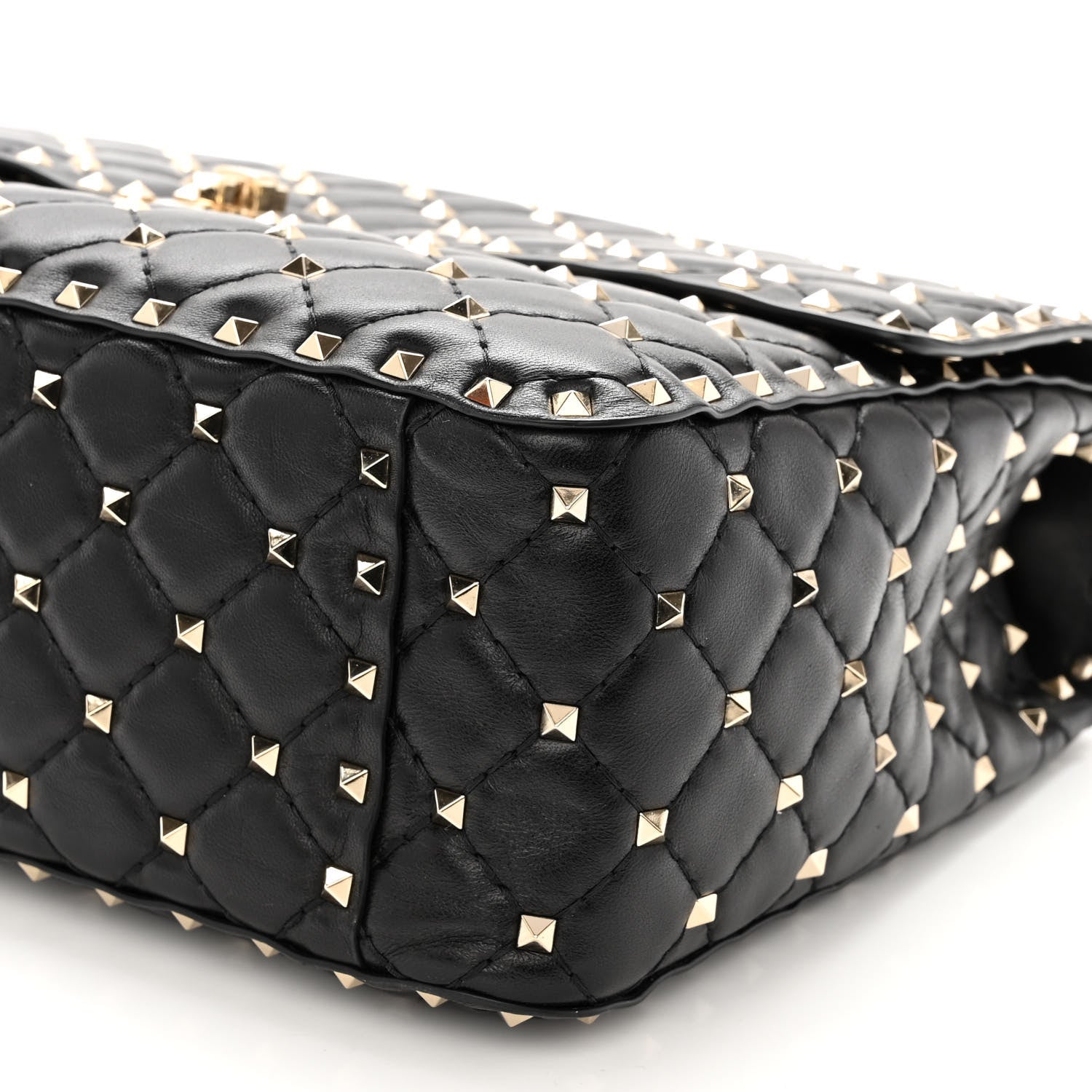 Valentino Garavani Lambskin Large Rockstud Spike Shoulder Bag Black 9 of 10
