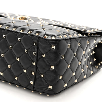 Valentino Garavani Lambskin Large Rockstud Spike Shoulder Bag Black 9 of 10