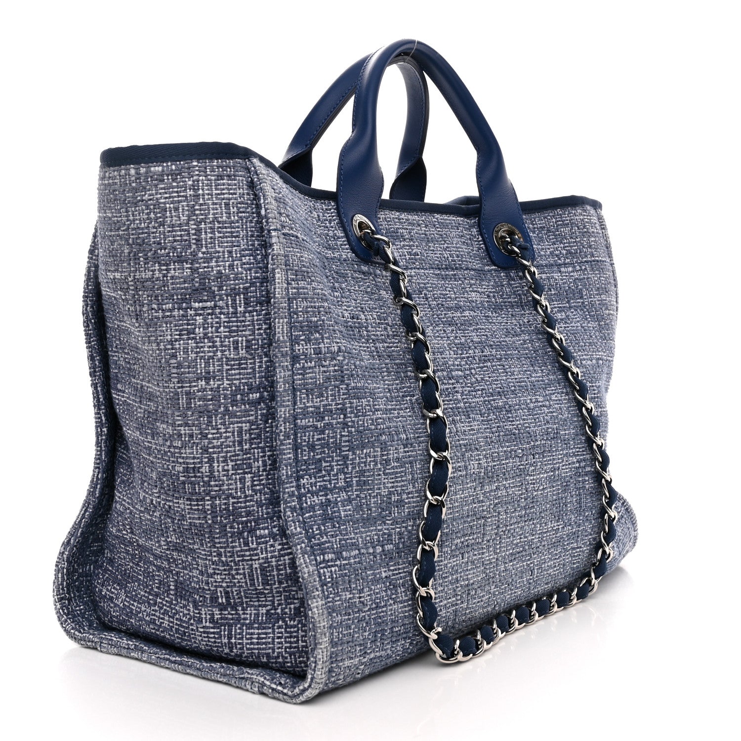 Chanel Woven Straw Raffia Medium Deauville Tote Blue 3 of 10