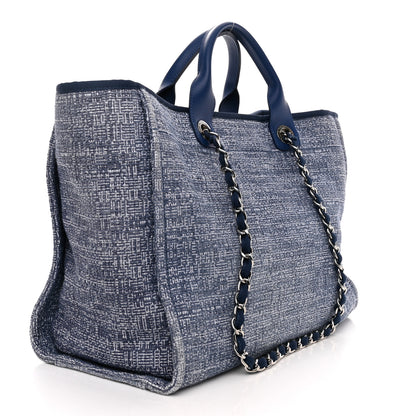 Chanel Woven Straw Raffia Medium Deauville Tote Blue 3 of 10