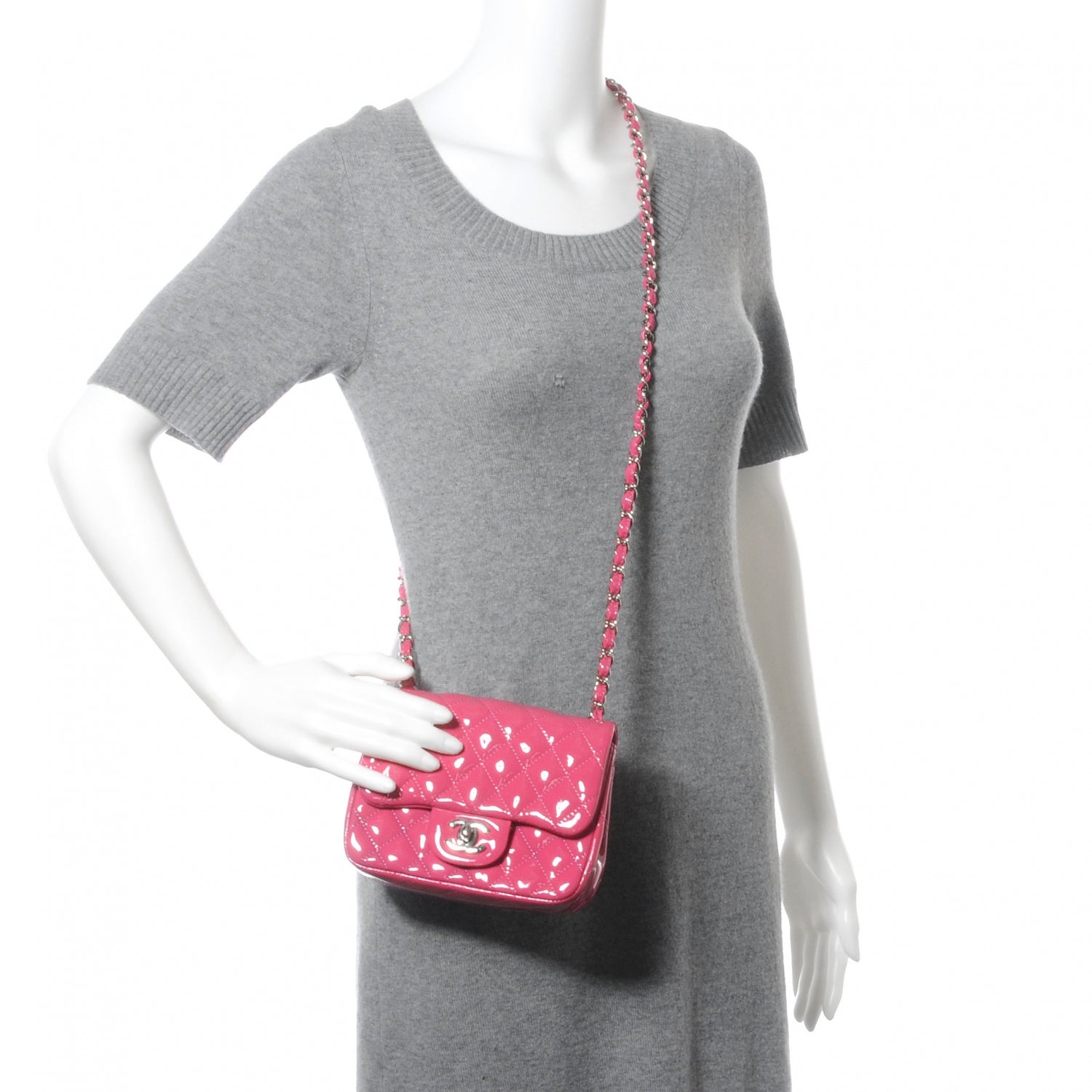 Chanel Patent Quilted Mini Flap Pink 2 of 7