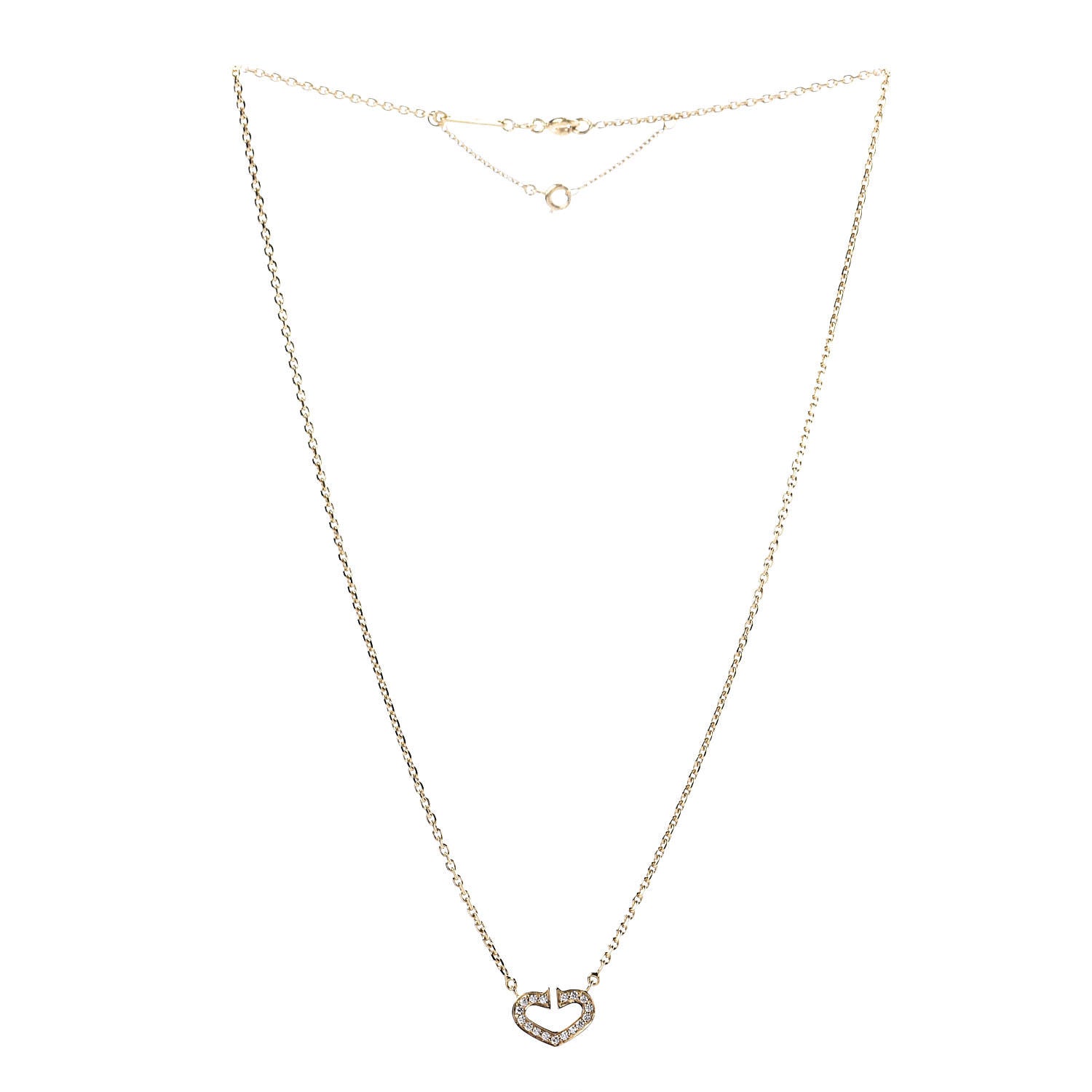 Cartier 18K Yellow Gold Diamond Hearts And Symbols Pendant Necklace 3 of 7