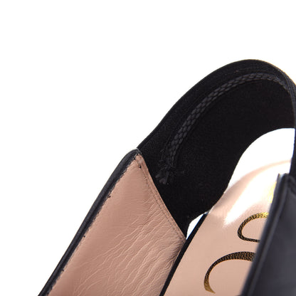 Gucci Malaga Kid Web Mid Heel Slingback Pumps 37 Black 5 of 12