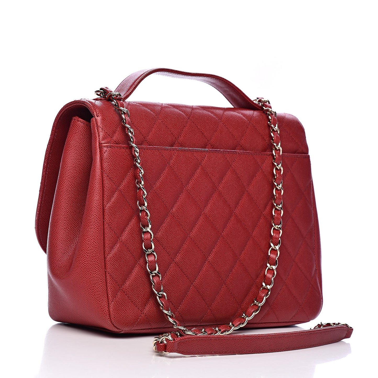 Caviar Quilted Large Business Affinity Flap Red