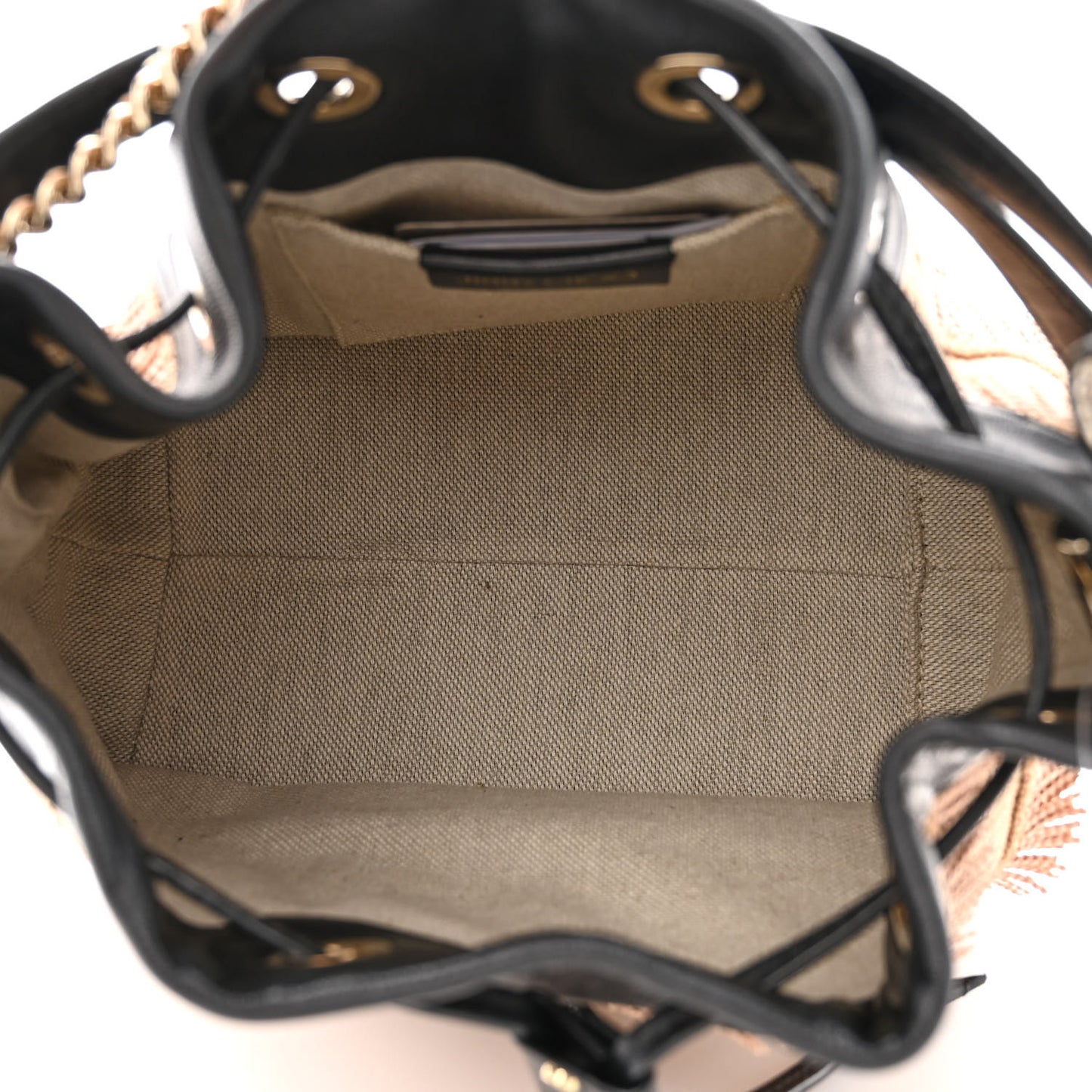 Raffia Fringe Snakeskin Juno Bucket Bag Black