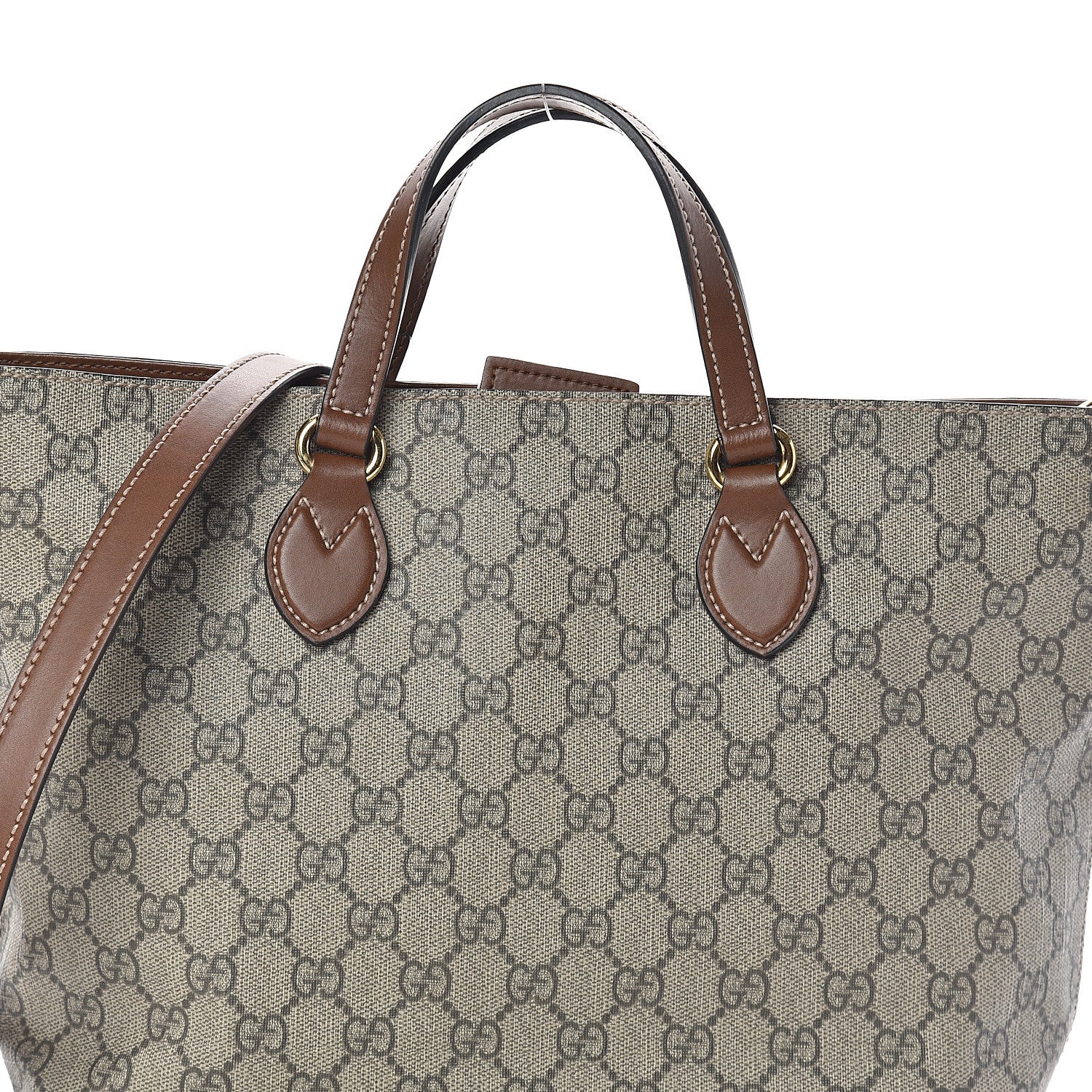Gucci Soft GG Supreme Monogram Small Crossbody Tote Beige Cuir 7 of 9