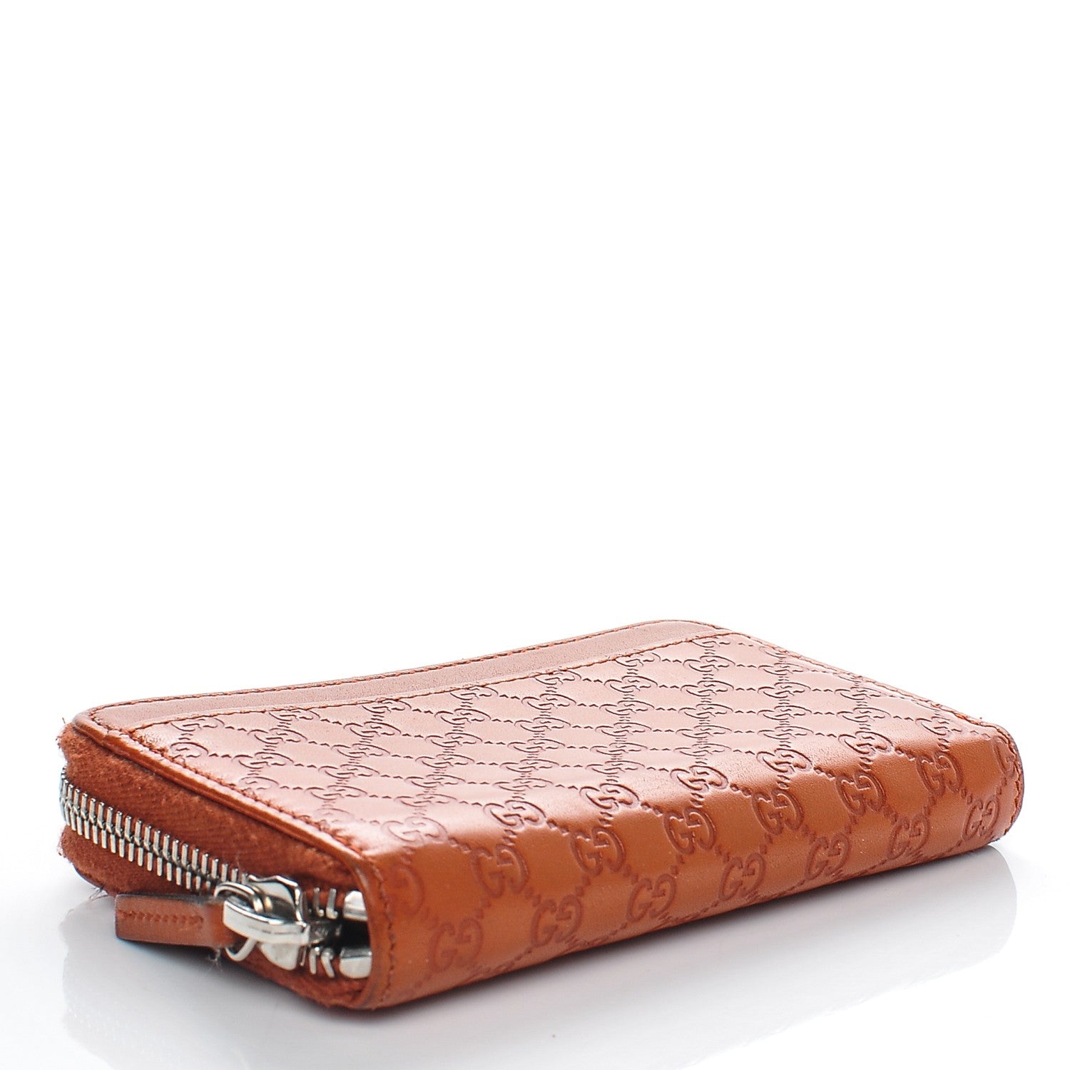 Gucci Microguccissima Zip Around Key Ring Coin Purse Burnt Orange 4 of 7